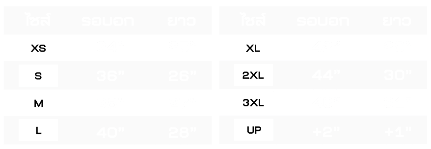 ตาราง มาตรฐานไซส์เสื้อกีฬา เพื่อให้คุณได้เสื้อที่พอดีตัวที่สุด